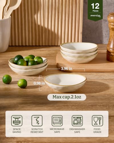 famiware Soy Sauce Dish, 2.1oz Dipping Bowl Set of 12, Vanilla White - color: Vanilla White, size: 12pcs
