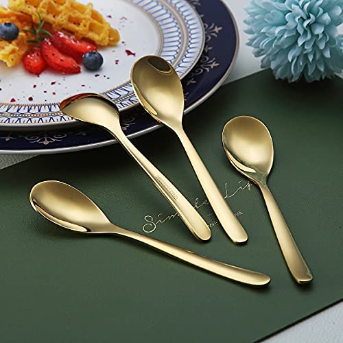 Gold Demitasse Espresso Spoons, 5.5'' Mini Coffee Spoons, Set of 6, Stainless Steel, Dishwasher Safe - color: 2. Gold