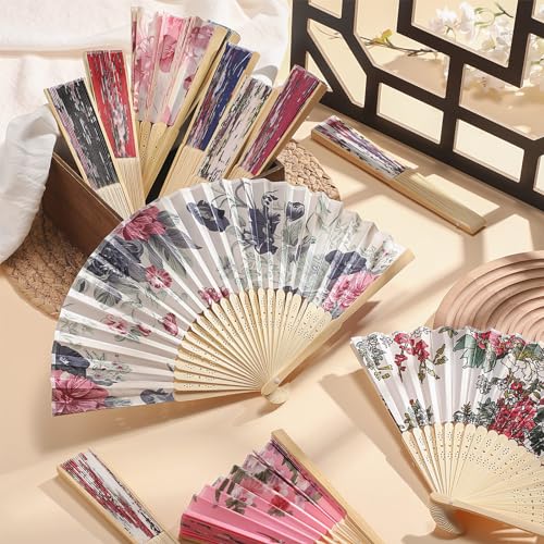 Unittype 24 Pcs Floral Folding Hand Fans for Women, Handheld Fans, Chinese - style: Chinease Style