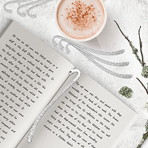 EKDJKK 20 Pack Metal Bookmark Hairpin Hook Antique Vintage Silver Carved Hook Bookmark with Loop Metal Book Markers Embossed Bookmarks, Jewelry Making Charms