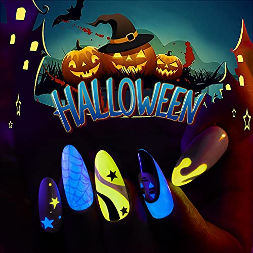 RARJSM Nail Art Gel Set, Glow In The Dark Gel Liner Nail Art Polish Luminous Design Nailpolish Neon Fluorescent Drawing Painting NailArt Polish Neon Colors - color: Yellow