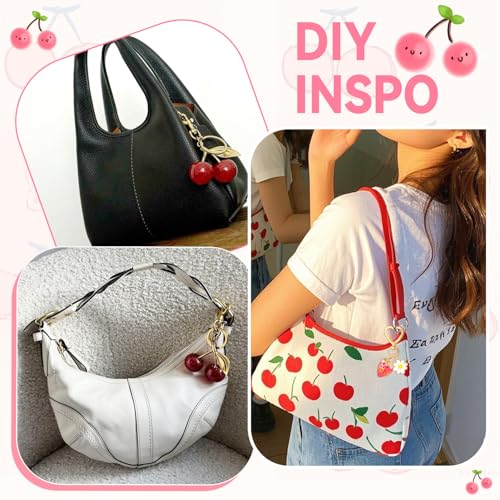Cherry Bag Charm Cute Cherry Purse Charms Strawberry Keychain Best Gifts - color: A06 1pcs Cherry Charm and 1pcs Strawberry Keychain