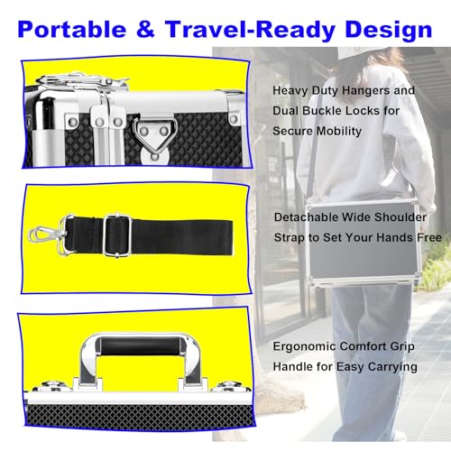 Lockable Trading Sports Card Case Storage Box Holder Organizer - color: Black, size: Large