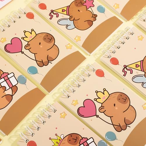 Random Cute Capybara Notebook Set Portable Diary Plan Mini Coil Pocket Notebook Student Stationery Gift,10 * 6cm (10Pcs) - color: 10Pcs
