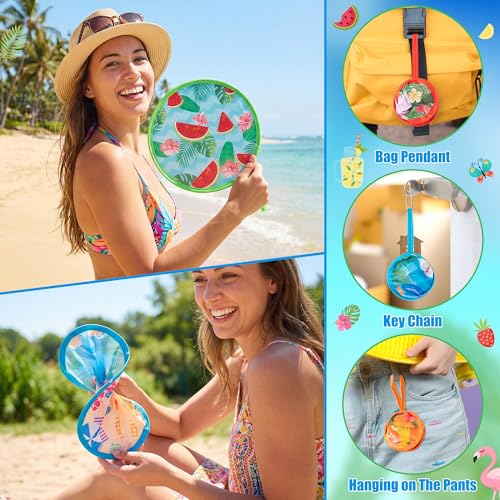 R HORSE 50Pcs Summer Hawaiian Folding Fans Bulk Tropical Handheld Fan Gifts - color: Beach
