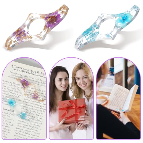 Book Page Holder 4 Pieces - Dried Flower Resin Bookmarks with Tassel, Handmade Book Mark Set Reading Accessories for Reading Lovers, Thumb Page Holder Gift for Bookworm Readers