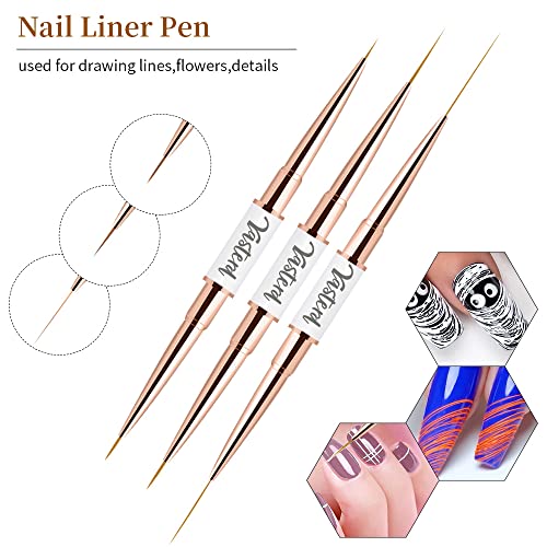 Yasterd Nail Art Brushes Set,Professional 5pcs Double-Ended Acrylic Brushes - color: White