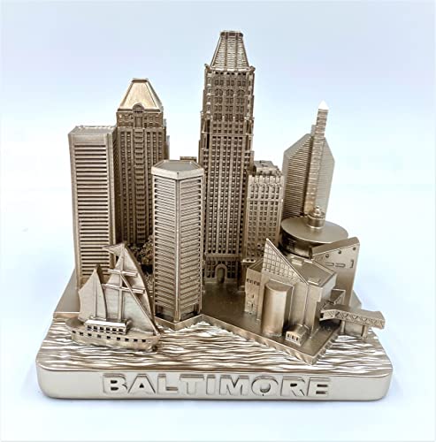 ZIZO Modern The World Landmarks Model Buildings City Skyline Statue for Home Decor for Boy Friends Gold 4" (Baltimore) - color: Baltimore