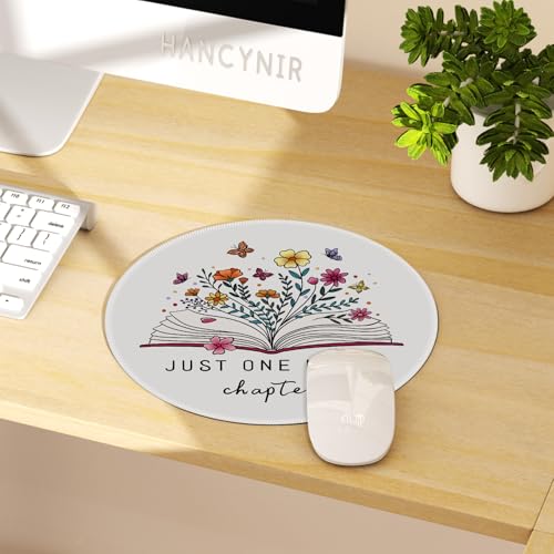 Hancynir Book Floral Round Mouse Pad, Small Mousepad for Office Desk Decor - color: Book Butterfly Flower