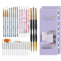31PCS Nail Art Brush Set, Liner, Dotting, Fan & Flat Brushes - color: white