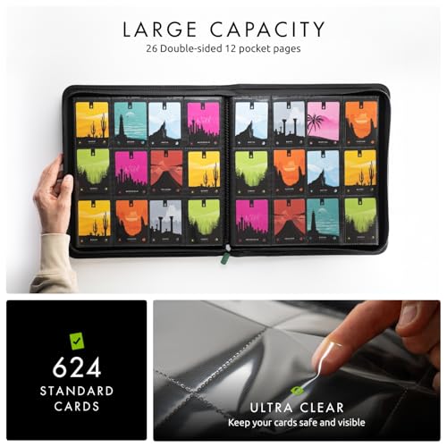 Vault X 12 Pocket XL Zip Trading Card Binder 624 Cards Exo-Tec (Green) - color: Green, size: 12 Pocket XL