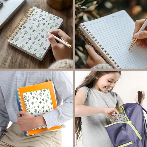 Cute Spiral Notebook Journal A5 6x9 Note Book with Pocket, Cactus - color: Cactus