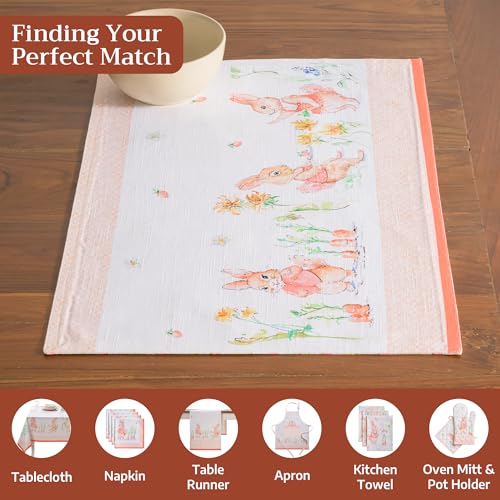 Maison d' Hermine Placemats Set of 4 Reusable 100% Cotton (13"x19") - color: 008 - Bunny Party, size: 13" X 19" (Pack of 4)