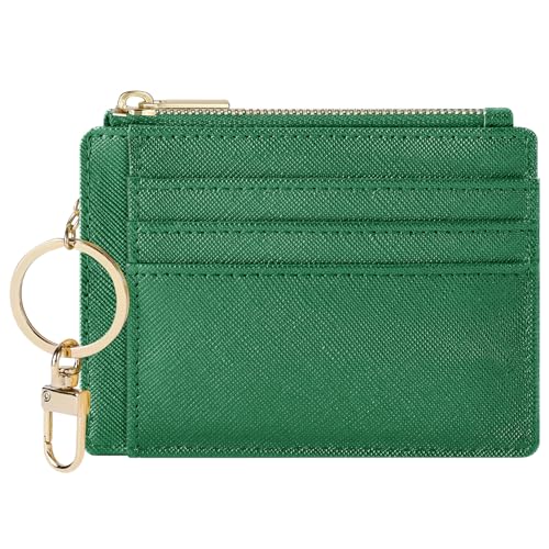 Sodsay Card Case Slim Front Pocket Wallet for Women Credit Card Holder with Keychain | Slim, Credit Card Holder, Front Pocket, with Keychain - color: Ch Green