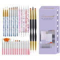 31PCS Nail Art Brush Set, Liner, Dotting, Fan & Flat Brushes - color: pink