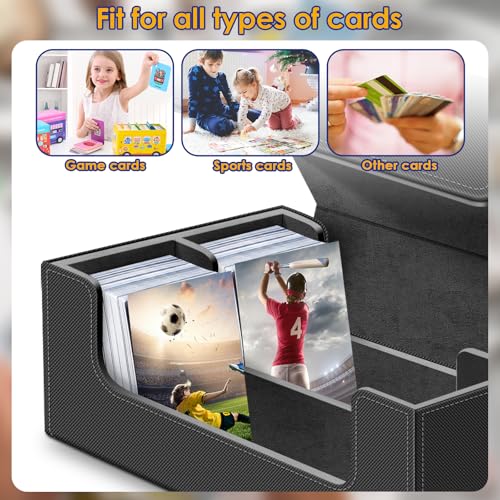 1200+ Card Deck Case, Leather Magnetic Storage Case for Trading Cards - color: 1200+ Black