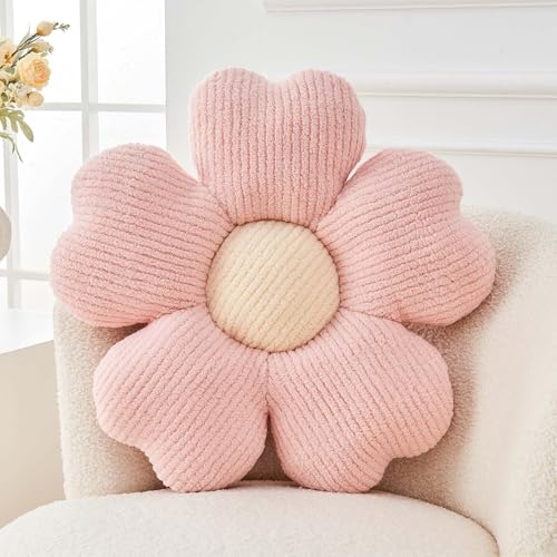 Kcvvcr Flower Throw Pillow, Cute Flower Shaped Pillow Decorative Throw Pillow for Bed Couch, Soft Daisy Pillows Floor Seating Cushion Cushions (14.9 Inch Light Pink) - color: Light Pink, size: 14.9 Inch
