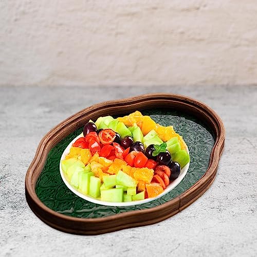 Begonia Flower Glass Tray Storage Tray Holder Storage Tea Cup Decorative Tray, Green Small - color: Green Small