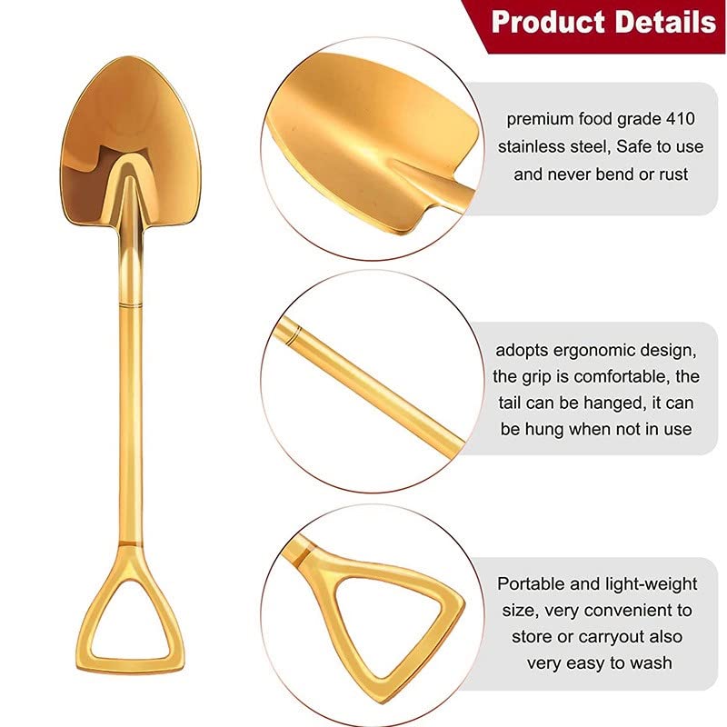 10 Pack Shovel Shape Demitasse Espresso Mini Coffee Spoons, 4.7 Inches Stainless Steel, Gold - size: Gold 10 Pieces