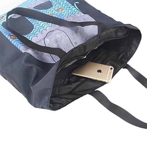 Beach Tote Bags Travel Shopping Bag With Zippered for Women - color: Elephant