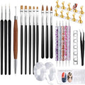 GELPARTY Professional Nail Art Tools Kit – 24PCS Nail Brush Set with Liner Brushes, Dotting Pens, Acrylic Gel Brushes, Nail Tape, Tweezers & Brush Holders for DIY Nail Design & Salon Use