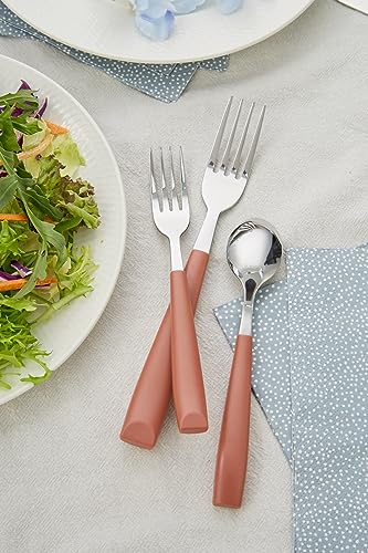 ANNOVA Silverware Set Stainless Steel Colorful Handle Tableware Kitchen Flatware Set Utensils, Includes Dinner Knives, Forks, Spoons & Dessert Spoons (Brown, 16 Pieces) - color: Brown 20Pieces