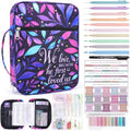 XKDOUS Bible Cover Case for Women Bible Bag Journaling Kit w/Study Supplies - color: Canvas Purple, size: Large