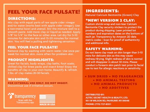 Aztec Secret – Indian Healing Clay – Deep Pore Cleansing Facial & Body Mask – The Original 100% Natural Calcium Bentonite Clay – New Version 2-32 Oz (Pack of 1) - size: 32 Ounce (Pack of 1)