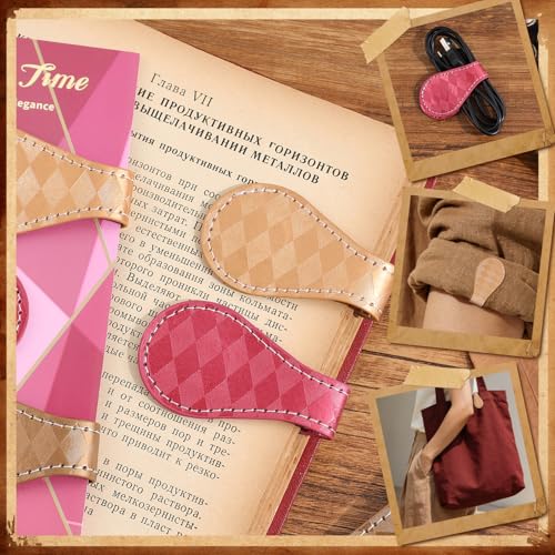 3PCS Vintage Magnetic Leather Bookmark, Leather Magnetic Bookmarks for Women, Magnetic PU Bookmarks Clip Book Accessories, Rhombic Pattern - style: Rhombic