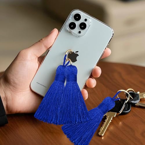 20Pcs 4.3 Inch Silky Mini Craft Tassels for Earrings, Souvenir(Navy Blue) - color: Navy Blue