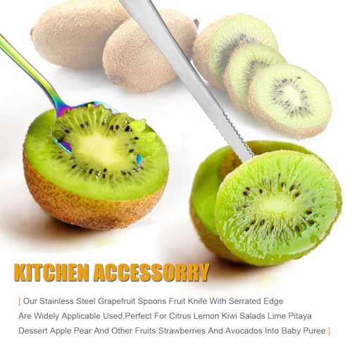 Grapefruit Spoon Serrated Edge Grapefruit Knife Stainless Steel Grapefruit Utensil Tool Dessert Spoons for Citrus Lemon Kiwi Salads Melon Lime Pitaya Apple Fruit Puree (3 PCS)