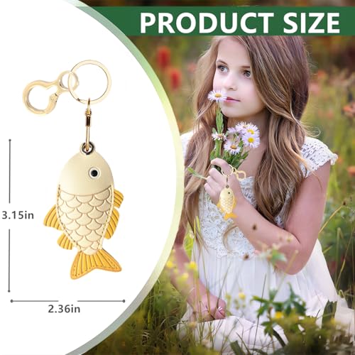 BORKUANA PU Leather Keychain holder Protective Case Compatible with AirTag - color: Fish Pink