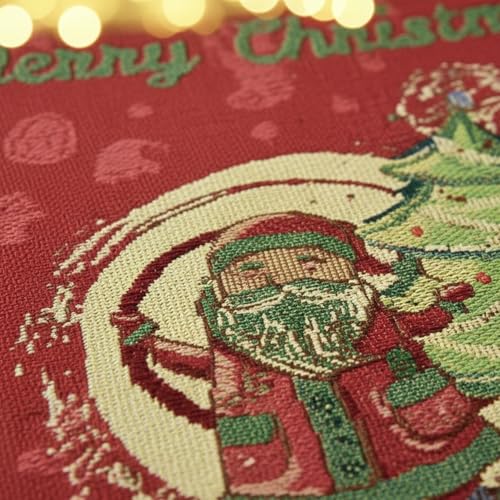 DaDalogy Red Merry Christmas Santa Claus Placemats Set of 4 Festive Winter Holiday Tapestry - Cotton Linen Wove Dining Room Table Mats - 13” x 19” (17615) - color: Red Santa Claus