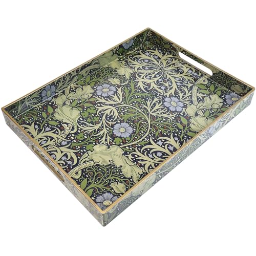 Spsyrine Plastic Serving Tray with Handles for Coffee Table, Seaweed - color: Multi H