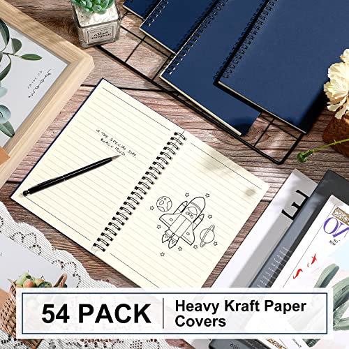 Yahenda 54 Pcs Spiral Notebooks, 1 Subject, Wide Ruled, Deep Blue - color: Deep Blue