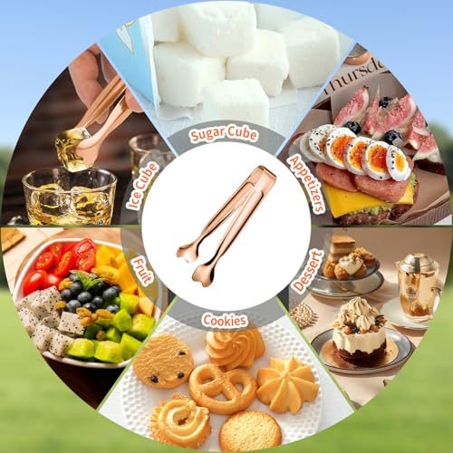 Mini Serving Tongs, Anytrp 18-Packs Stainless Steel Sugar Tongs, 4.3inch Ice Tongs Kitchen Tong Appetizers Tong for Coffee Bar, Tea Party, Desserts Party, Sugar and Ice Bucket - color: Rose Gold-18pcs, size: 4.3inch