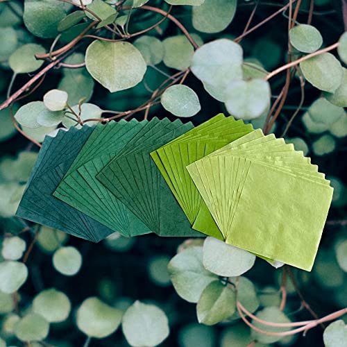 Natural Fiber Mulberry Paper Sheets 6 x 6 Inches, 50 PCS Handmade Craft Paper for Origami, Scrapbooking, Card Making, DIY Decoration, Mixed Media Art (Green Tone, 6x6 Inch) - color: Green Tone, size: 6 x 6 inches
