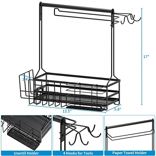 BBQ Caddy,Grill Caddy for Outdoor Grilling with Paper Towel Holder - color: Black