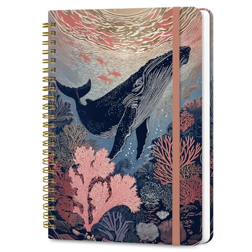ZOTIA Lined Spiral Journal Notebook for Women, A5 College Ruled Journals for Writing, Hardcover Notebooks for Work, Note Taking and Office School Supplies, 140 Pages - Duskwave Reef - color: Z-Duskwave Reef