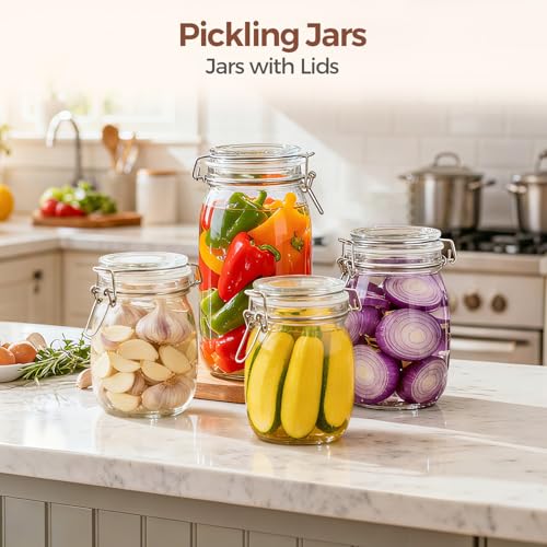 ComSaf Large Glass Jars with Airtight Lids 71 oz 3 Pack Pantry Organization - size: 71 fl oz x 3