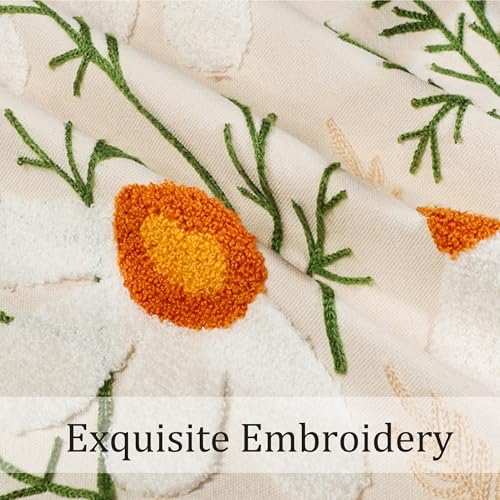 LUOYEHK White Daisy Pillow Covers 18x18 Inch Pack of 2 Embroidered Throw Pillow Covers Decorative Pillow Cases Spring Farmhouse Floral Tufted Cushion Covers for Couch Sofa Bed Living Room - color: White Daisy
