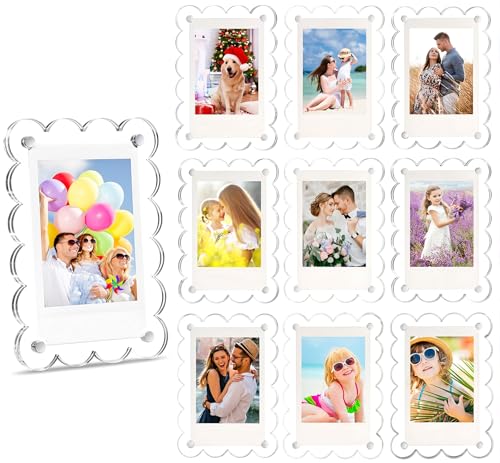 10 Pack Acrylic Fridge Magnetic Frame for Polaroid, 2.36x3.54 In Mini Picture Frames Clear for Fujifilm Instax Mini, 2 Sided Photo Refrigerator Magnet Picture Display Clear Frame Petal - color: Clear, size: 10 Pack
