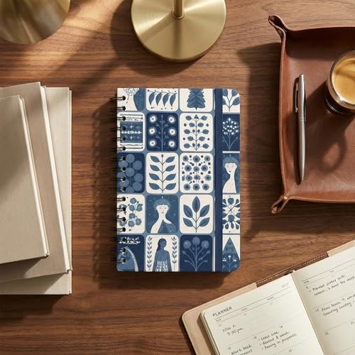 Nextnoid A5 Lined Spiral Notebook - 170 Pages, College Ruled, Abstract Blue - color: q-Abstract Blue