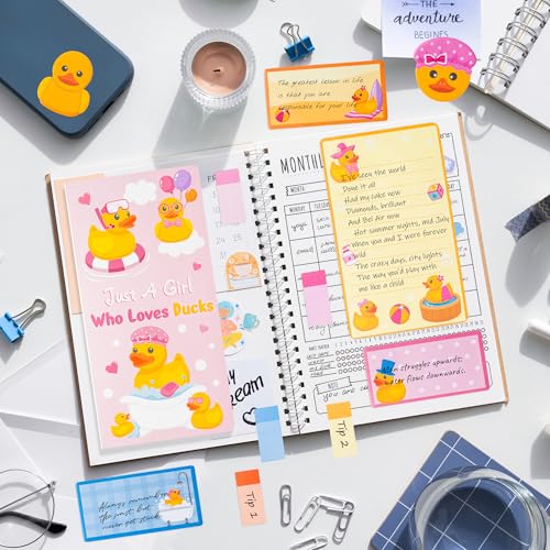 Xqumoi Duck Lovers Sticky Notes Set - Just A Girl Who Loves Ducks Self-Stick Note Pads Cartoon Animal Duckie Writing Memo Pad Page Marker Bookmarker Back to School Office Party Favors Supplies - color: 1pack-duck