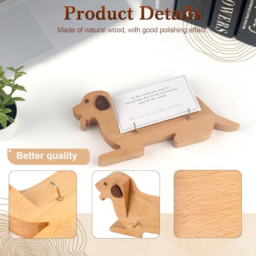 Wood Dog Shape Business Card Holder for Desk,Wooden Name Card Holder - color: Beech Wood Dog Shape