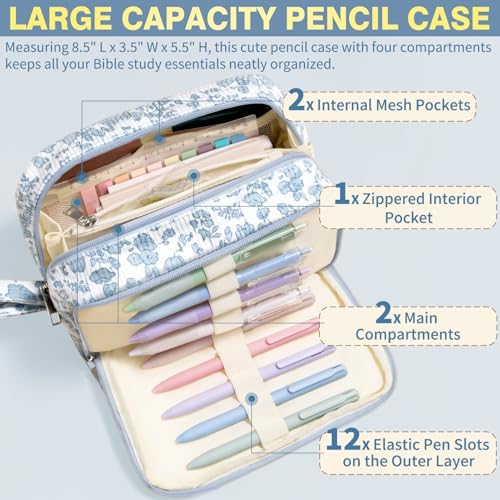 Bible Study Supplies Journaling Annotation Kit w/Bible Cover Case for Women - color: Beige Checked