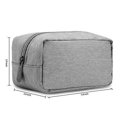 E-Tree Makeup Bag,Medium Travel Make up Pouch for Purse,Zipper Cosmetic Brush Skin Care Case for Women Man,Toiletry Bags,Tech Electronic Organizer,Small Canvas Storage for Personal Items,Grey - color: Grey, style: 7.8" X 3.9" X 3.9"