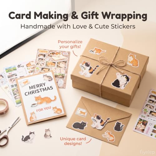 2 Pack Cat Sticker Books,Kawaii Stickers for Journaling & Scrapbooking(E+F) - color: E+f