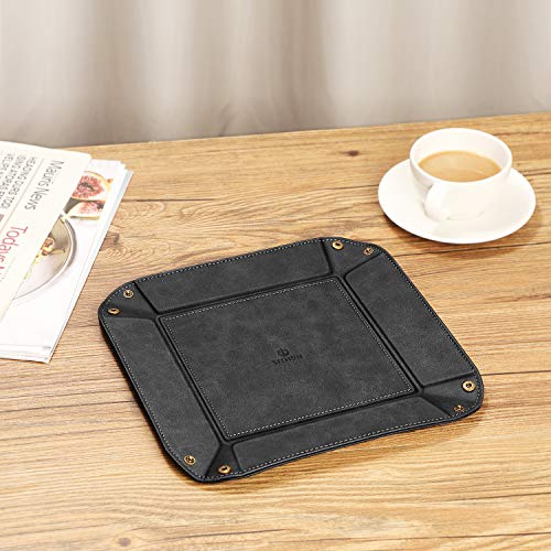 SITHON Valet Tray Desktop Storage Organizer Nightstand Caddy Holder - color: Black