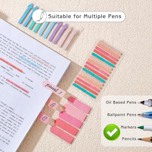 1450 Sheets Transparent Sticky Notes, 3 x 3 inch Aesthetic Clear Lined Sticky Notes with Pen, Gradient Color Waterproof Self-Adhesive Annotation Tabs for Bible Journaling (Pink) - color: Pink